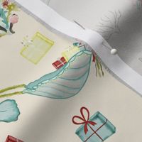Manatee, Sleigh, holiday, Christmas, coastal, birthday, Ivory, Small Print, Retro, Christmas, jg_anchor_designs