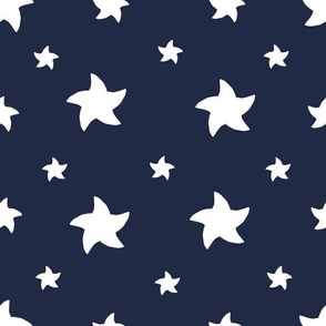 White Stars on Navy Blue