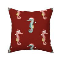Seahorses, Christmas, Stockings, Dark Poppy, Red, Sea Glass, Blue, Pink, jg_anchor_designs