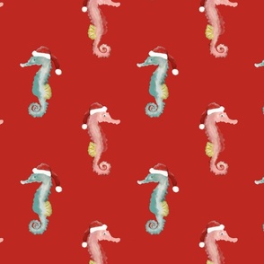 Seahorses, Christmas, Stockings, Poppy, Red, Sea Glass, Blue, Pink, jg_anchor_designs