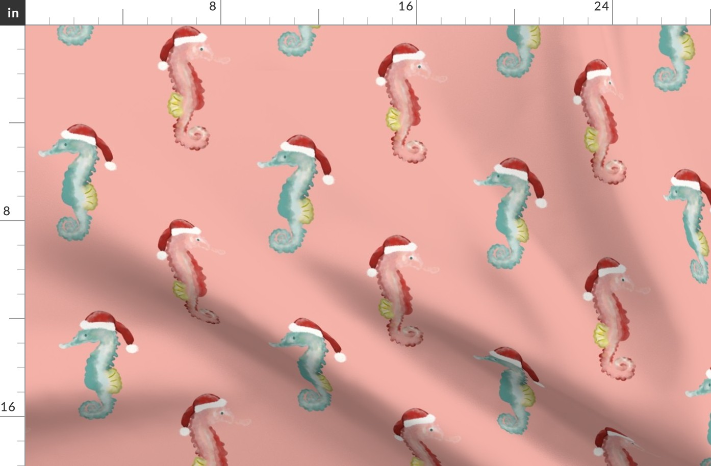 Seahorses, Christmas, Stockings, Rose, Pink, Sea Glass, Blue, jg_anchor_designs