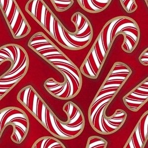 Candy Cane Christmas Sugar Cookies on Red