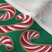 Candy Cane Christmas Sugar Cookies on Green