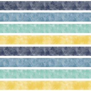 Watercolor Stripe  || Blue Yellow and White Stripes || Coastal Cottage Collection by Sarah Price