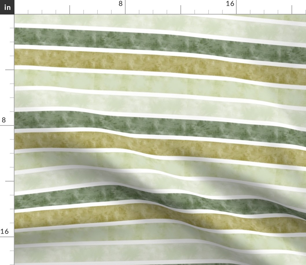 Watercolor  || Green and White Stripes || Coastal Cottage Collection by Sarah Price