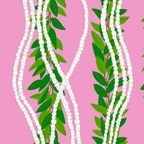 medium-strands of Pikake and Maile Lei-on pink