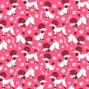 Pink Floral French Poodles Pink Background Oui Oui