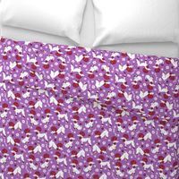 Pink Floral French Poodles Purple Background Oui Oui