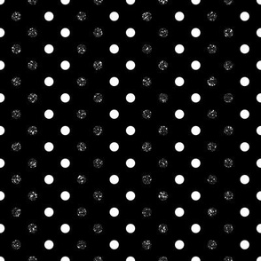 Polka dots, polca, cute, circles, glitter black and white playful dots,