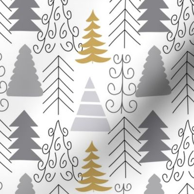 Hand drawn fir tree collection