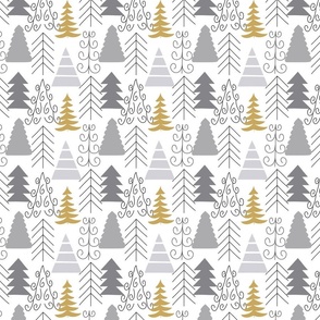 Hand drawn fir tree collection