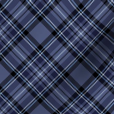 ★ DENIM BLUE TARTAN L (BIAS) ★ Royal Stewart inspired / Large Scale, Diagonal / Collection : Plaid ’s not dead – Classic Punk Prints 