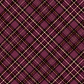 ★ BURGUNDY RED TARTAN XS (BIAS) ★ Royal Stewart inspired / Extra Small Scale, Diagonal / Collection : Plaid ’s not dead – Classic Punk Prints 