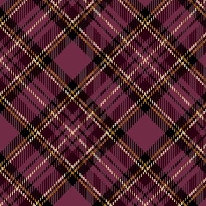 ★ BURGUNDY RED TARTAN L (BIAS) ★ Royal Stewart inspired / Large Scale, Diagonal / Collection : Plaid ’s not dead – Classic Punk Prints 