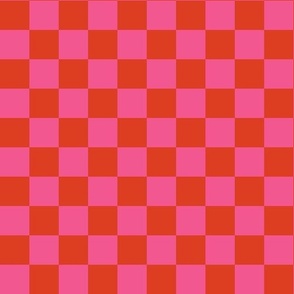 Checkerboard - Retro Bright 80s Pink + Red