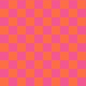 Checkerboard - Bright 80s Pink + Orange