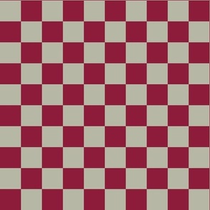 Checkerboard - October Mist Sage + Raspberry Red / Pink