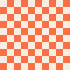 Checkerboard - Creamsicle - Orange + Ivory / Off White