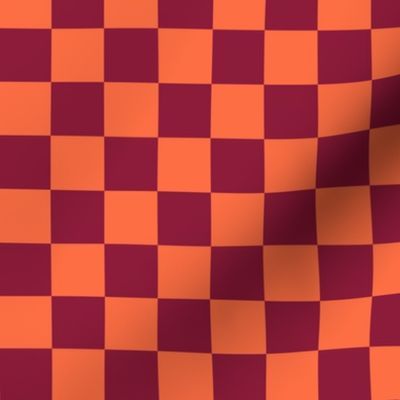 Checkerboard - Bright Orange + Raspberry Pink / Red