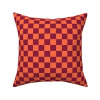 Checkerboard - Bright Orange + Raspberry Pink / Red