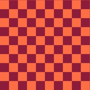 Checkerboard - Bright Orange + Raspberry Pink / Red