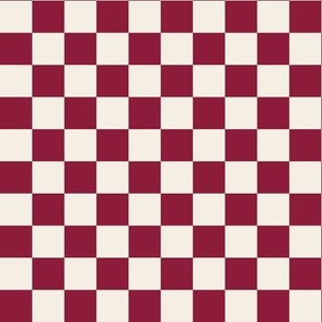 Checkerboard - Raspberry Red + Off White