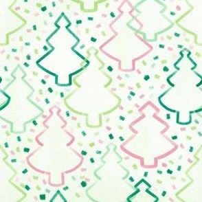 Vintage Green and Pink Christmas Trees