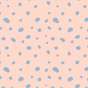 Smooth little dotty - duotone spots and dots freehand messy confetti design moody blue on nude blush