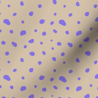 Smooth little dotty - duotone spots and dots freehand messy confetti design neon lilac purple on beige