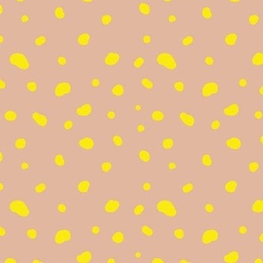 Smooth little dotty - duotone spots and dots freehand messy confetti design yellow on tan beige