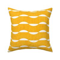 Mid Century Ebb and Flow- Abstract Geometric Stripes- White on Sunflower Yellow