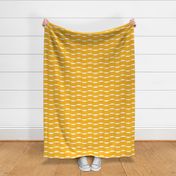 Mid Century Ebb and Flow- Abstract Geometric Stripes- White on Sunflower Yellow