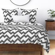 Mod Chevron- Black and White- Zig Zag Abstract Retro Geometric