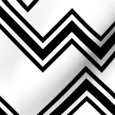 Mod Chevron- Black and White- Zig Zag Abstract Retro Geometric