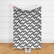 Mod Chevron- Black and White- Zig Zag Abstract Retro Geometric