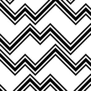 Mod Chevron- Black and White- Zig Zag Abstract Retro Geometric
