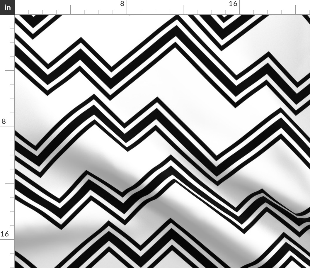 Mod Chevron- Black and White- Zig Zag Abstract Retro Geometric