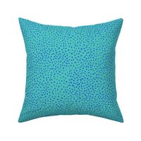 Wild messy cheetah spots - animal print spots duotone boho speckles eclectic blue on teal