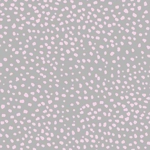 Wild messy cheetah spots - animal print spots duotone boho speckles blush pink on gray