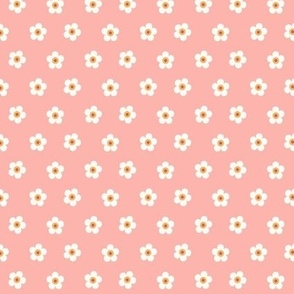 Ditsy Geometric Floral Daisies in Blush Pink and White