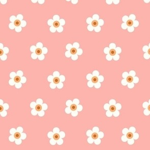 Geometric White Daisy on Blush Pink Background