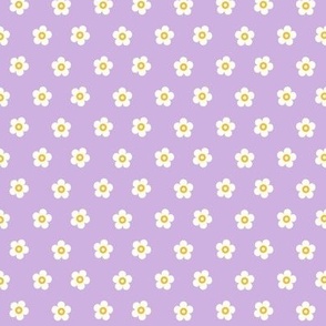 Ditsy White and Yellow Daisy on a Lilac Background