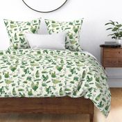 Chicken Toile- French Country Farm- Roosters Hen and Chicks on Pasture- Forest Green Moss on Ivory- Large Scale