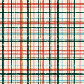 Christmas Plaid | green, pink, blue, red | small scale ©designsbyroochita