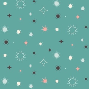 Funky Snow Flakes on teal