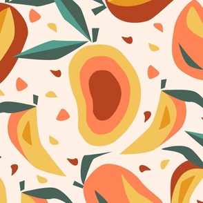 Mango Extravaganza- Papercut Tropical Medley- Linen- Large Scale