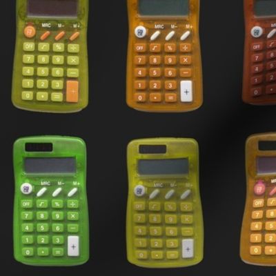 rainbow calculators on black