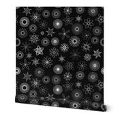 gear-drawn spiral designs - white on black  (life sized, 16" repeat)