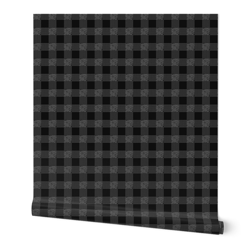 1" pi are square gingham, white on black