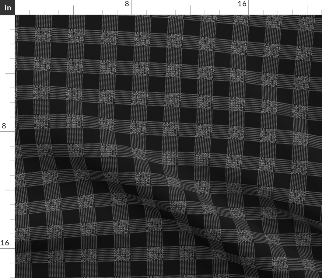 1" pi are square gingham, white on black